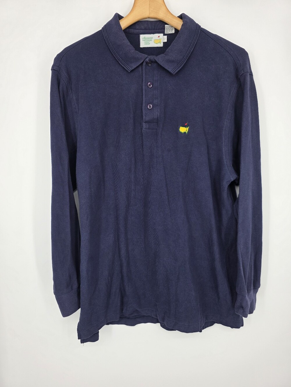 VTG 90s Augusta National Golf Shop Masters Long Sleeve Polo Shirt Blue Men's L
